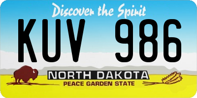 ND license plate KUV986