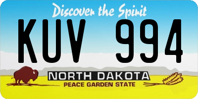 ND license plate KUV994