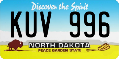 ND license plate KUV996