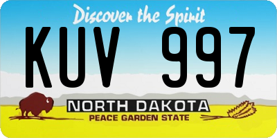ND license plate KUV997