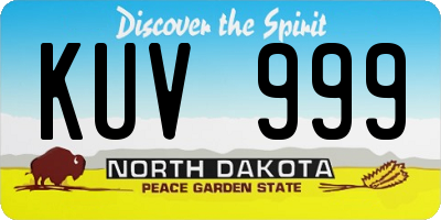ND license plate KUV999