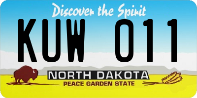 ND license plate KUW011