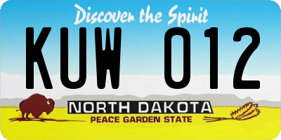 ND license plate KUW012