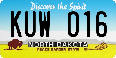 ND license plate KUW016