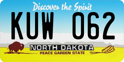 ND license plate KUW062