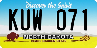 ND license plate KUW071