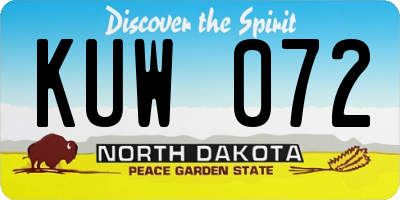 ND license plate KUW072
