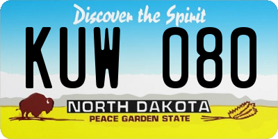 ND license plate KUW080