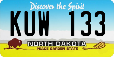ND license plate KUW133