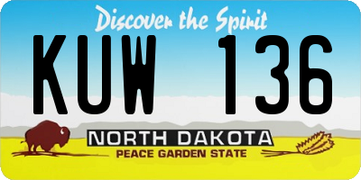 ND license plate KUW136