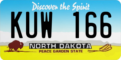 ND license plate KUW166