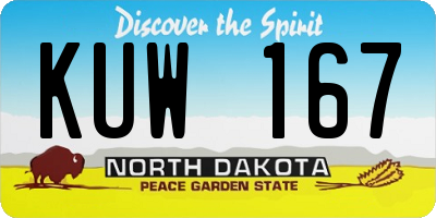 ND license plate KUW167