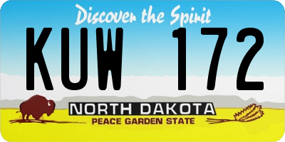 ND license plate KUW172