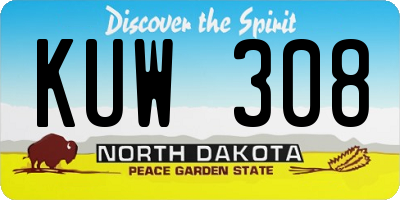 ND license plate KUW308