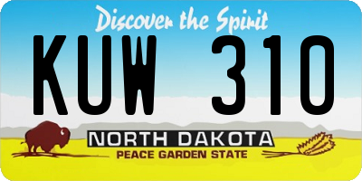 ND license plate KUW310