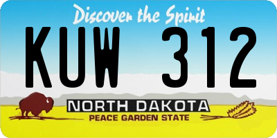 ND license plate KUW312