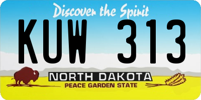 ND license plate KUW313