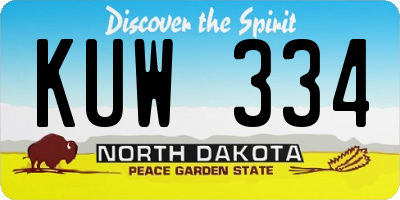 ND license plate KUW334