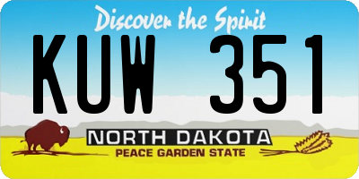 ND license plate KUW351