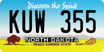 ND license plate KUW355