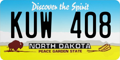 ND license plate KUW408