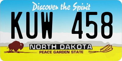 ND license plate KUW458