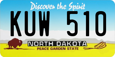 ND license plate KUW510