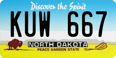 ND license plate KUW667