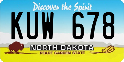ND license plate KUW678