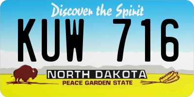 ND license plate KUW716