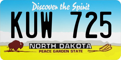 ND license plate KUW725