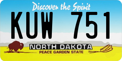 ND license plate KUW751