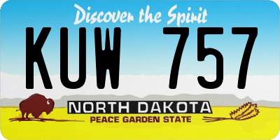 ND license plate KUW757