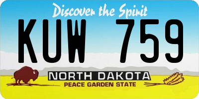 ND license plate KUW759