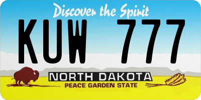 ND license plate KUW777