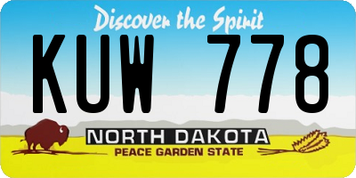 ND license plate KUW778