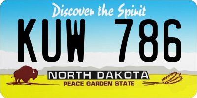 ND license plate KUW786