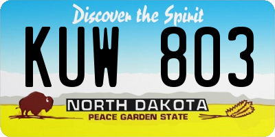 ND license plate KUW803