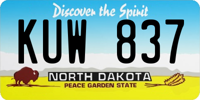 ND license plate KUW837
