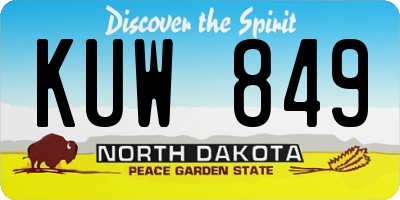 ND license plate KUW849