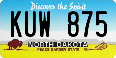 ND license plate KUW875