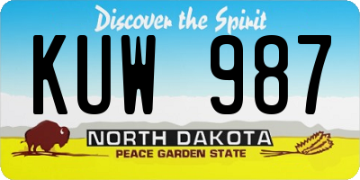 ND license plate KUW987
