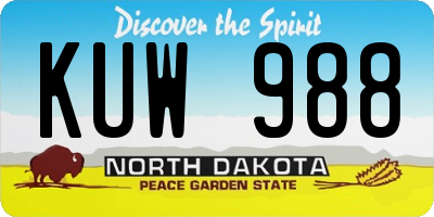 ND license plate KUW988
