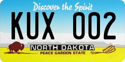 ND license plate KUX002