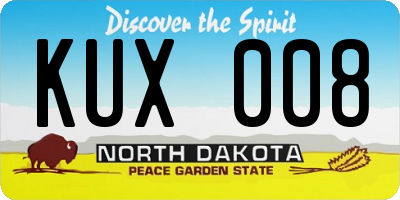 ND license plate KUX008
