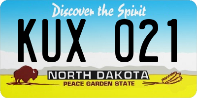 ND license plate KUX021