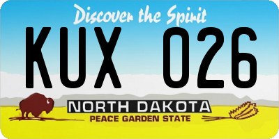 ND license plate KUX026
