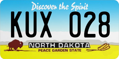 ND license plate KUX028