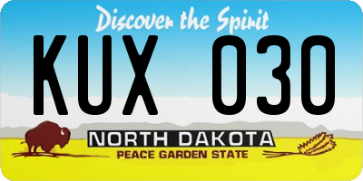 ND license plate KUX030