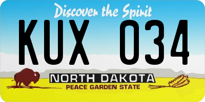 ND license plate KUX034